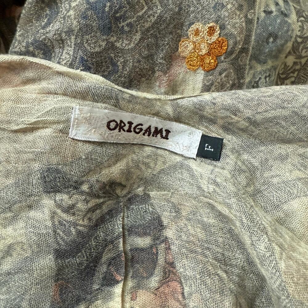 Origami boho open cardigan kimono lace embroidered coastal grandma western OS - Picture 8 of 14